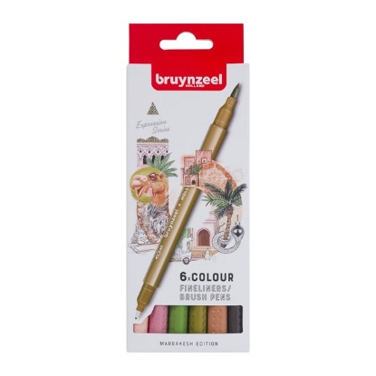 Bruynzeel Creatives 6 Fineliner Brush pen set Marrakesh