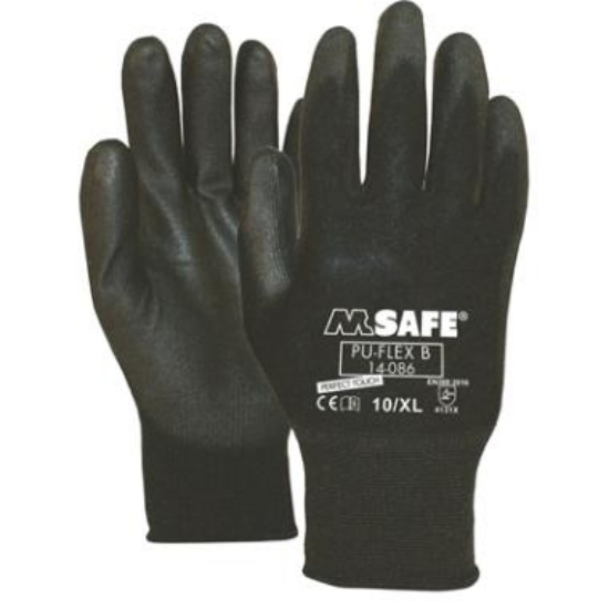 M-Safe Pu-Flex Handschoen Zwart 12 paar de Vos Verf
