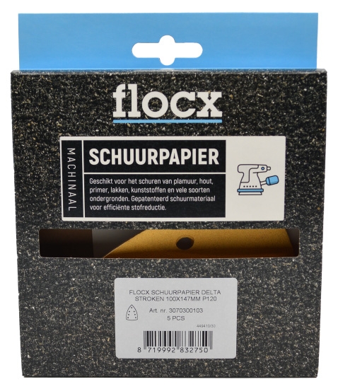 Flocx Schuurpapier Delta Stroken 100x147mm de Vos verf